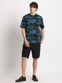 THE BEAR HOUSE Camouflage Printed Drop-Shoulder Sleeves Cotton T-shirt