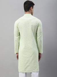 Jompers Geometric Chikankari Embroidered Pure Cotton Kurta