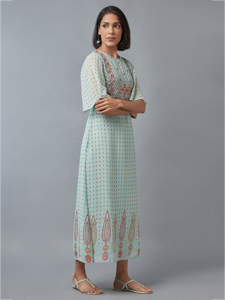 W Green Ethnic Maxi Dress