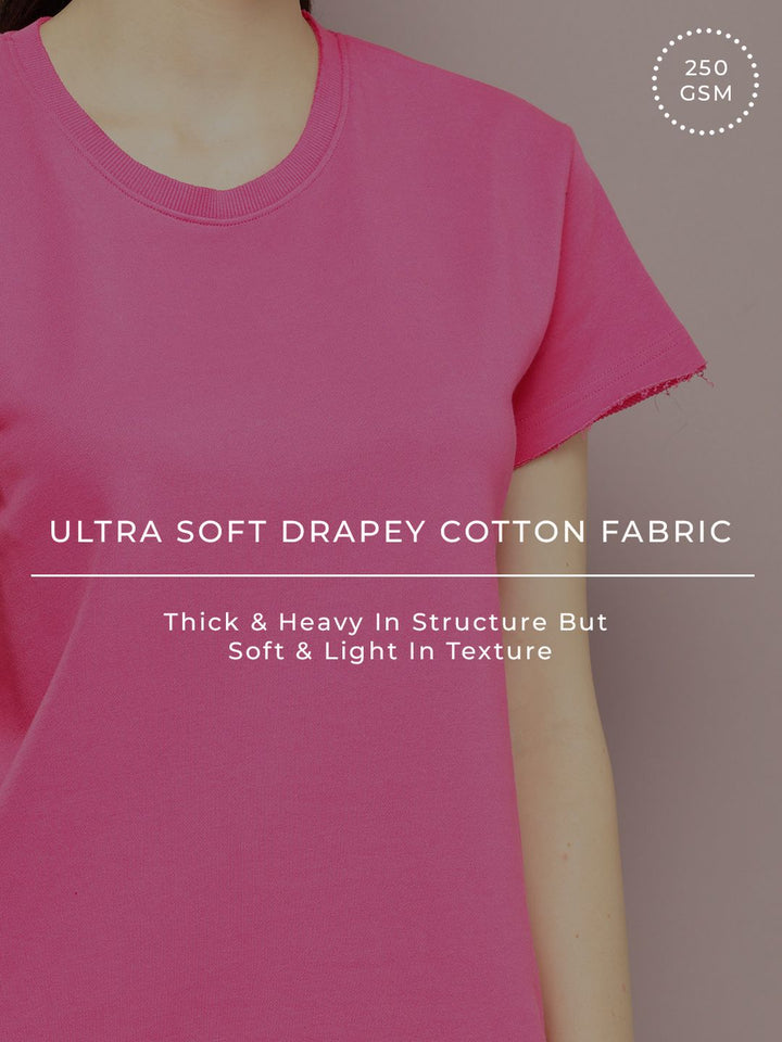 DILLINGER Women Ultra Soft Drapey Cotton Crew Neck Boxy T-Shirt