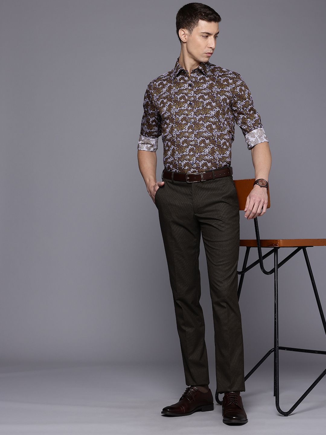 Raymond Floral Printed Pure Cotton Formal Shirt