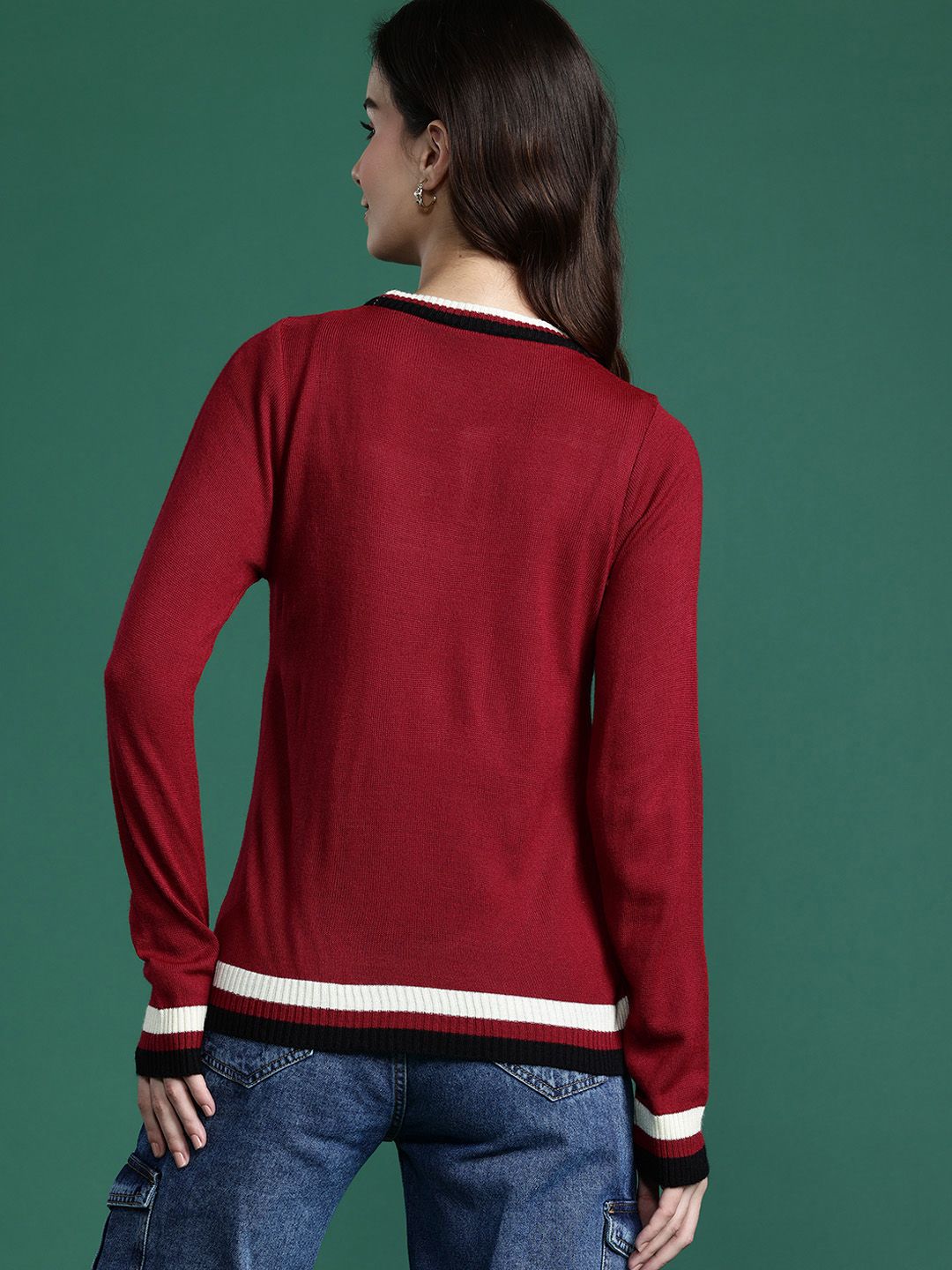 DressBerry Contrast Tipped Pullover