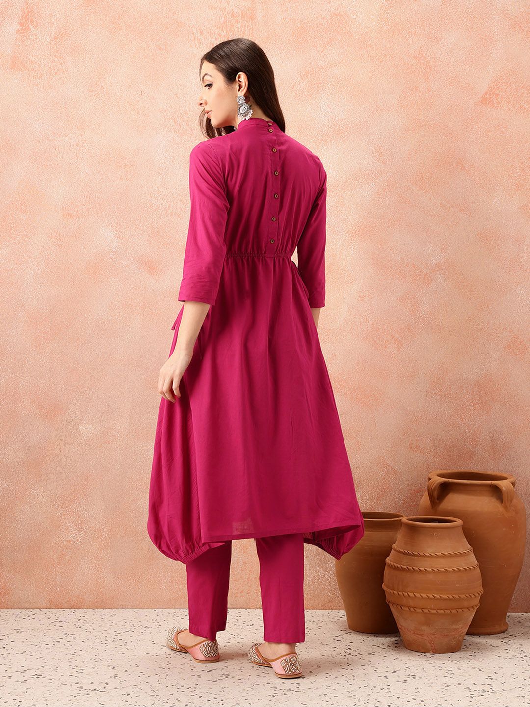 all about you Empire Pure Cotton Tie-Up Detailed Kurta with Trousers