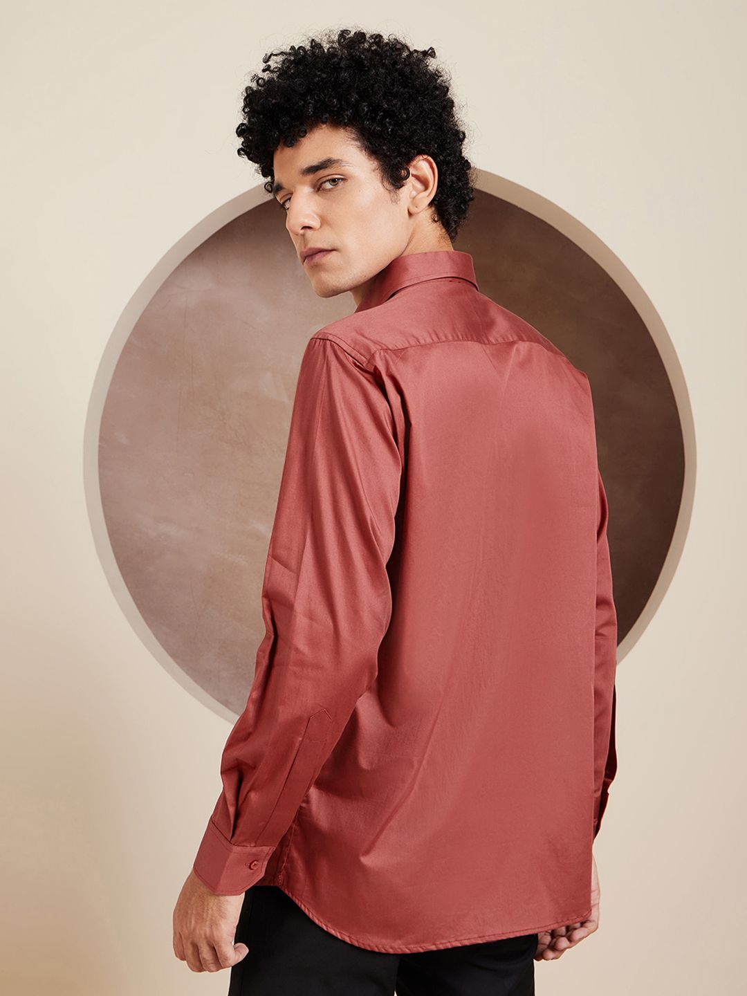 DENNISON Smart Solid Opaque Pure Cotton Satin Shirt