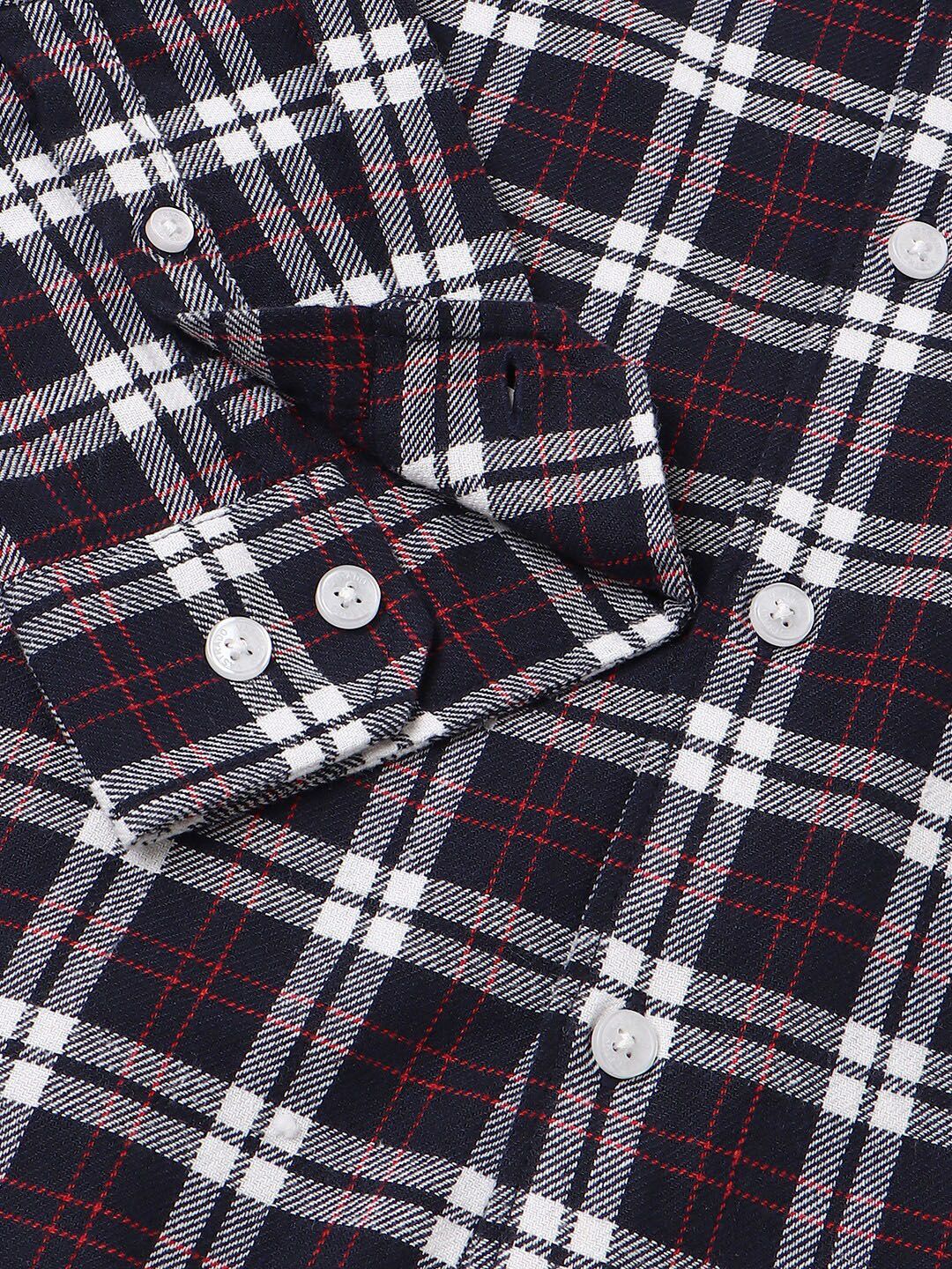 VASTRADO Classic Slim Fit Tartan Checks Opaque Cotton Casual Shirt