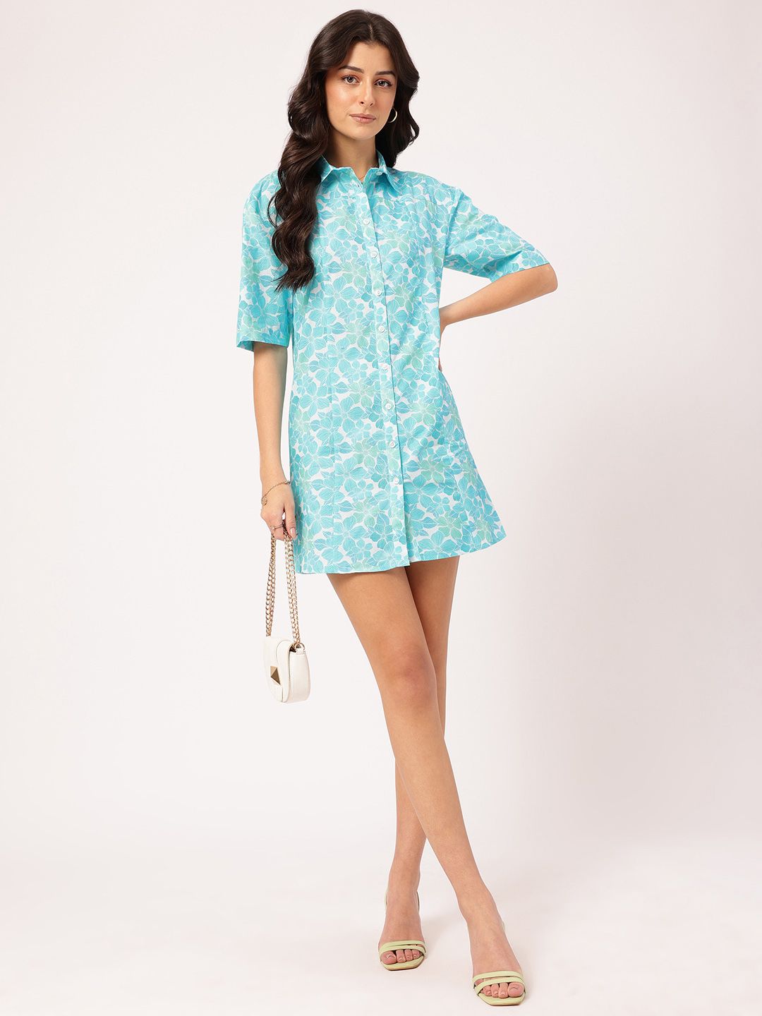 DressBerry Garden Vibes Floral Shirt Mini Dress