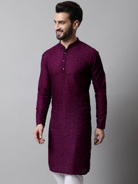 Jompers Embroidered Mandarin Collar Cotton Kurta