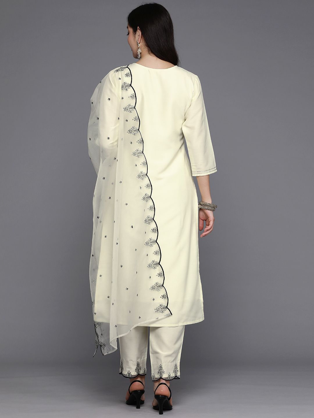 Indo Era Women Ethnic Motifs Embroidered Regular Thread Work Kurta with Trousers & Dupatta