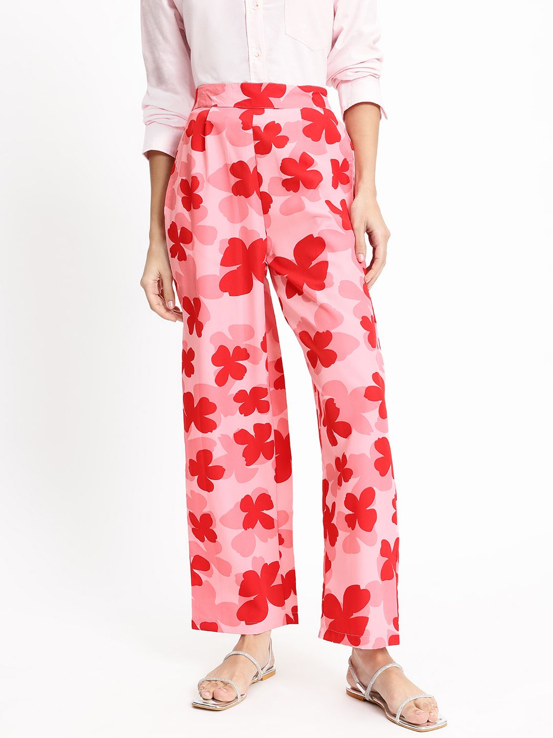 DressBerry Women It-Girl Florals Flared Trousers