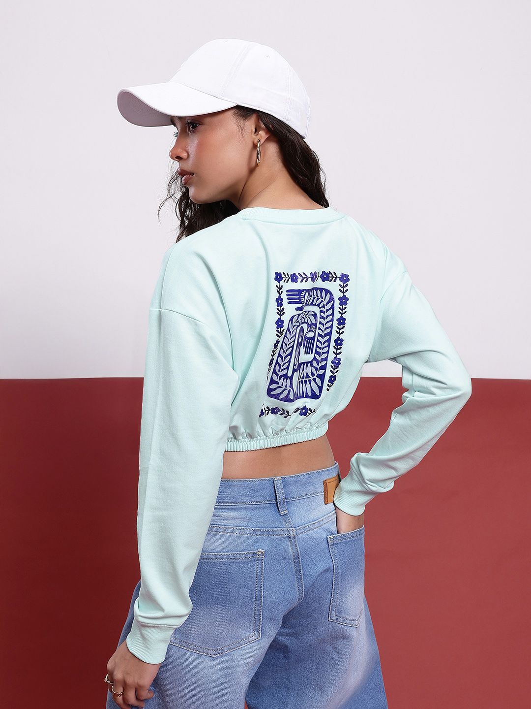 DressBerry Printed Cropped Sweatshirt