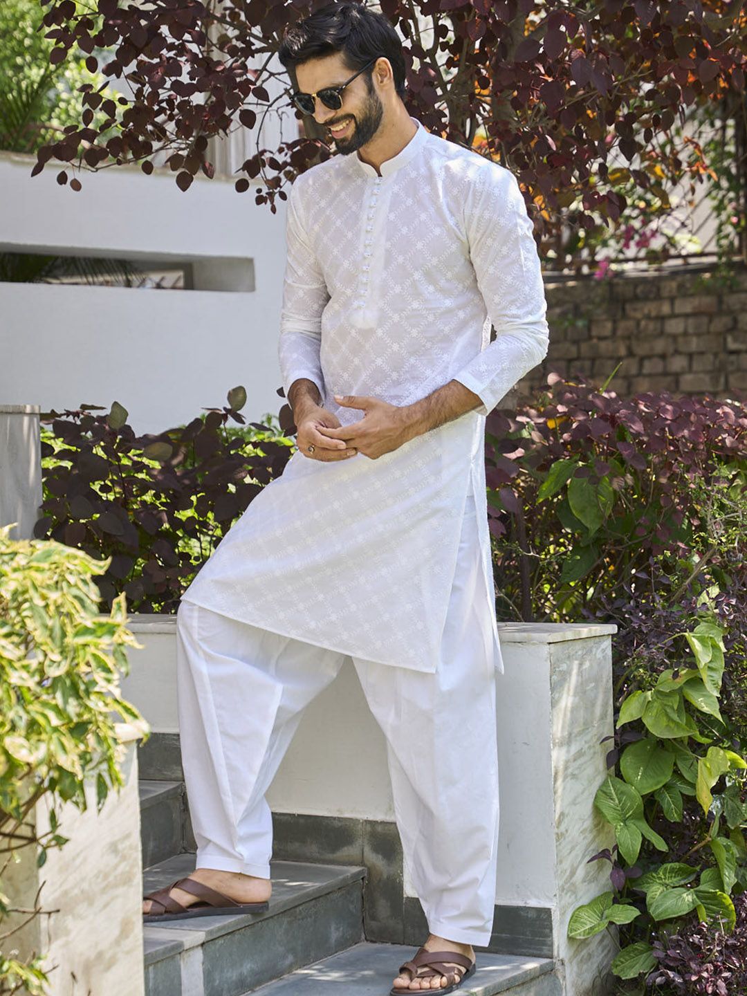 See Designs Ethnic Motifs Embroidered Chikankari Pure Cotton Kurta With Salwar