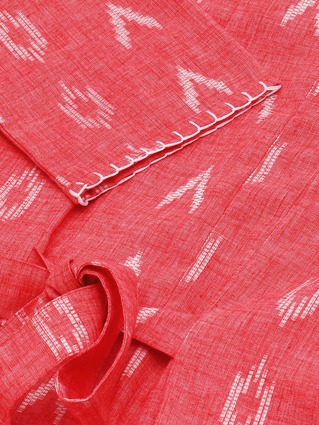 Global Desi Women Red Self-Design A-Line Dress