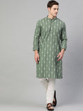 See Designs Men Green & White Printed Kurta with Pyjamas