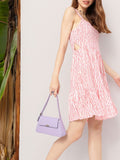 DressBerry Stripes With A Splash Of Color Shoulder Straps Cut-Out A-Line Dress