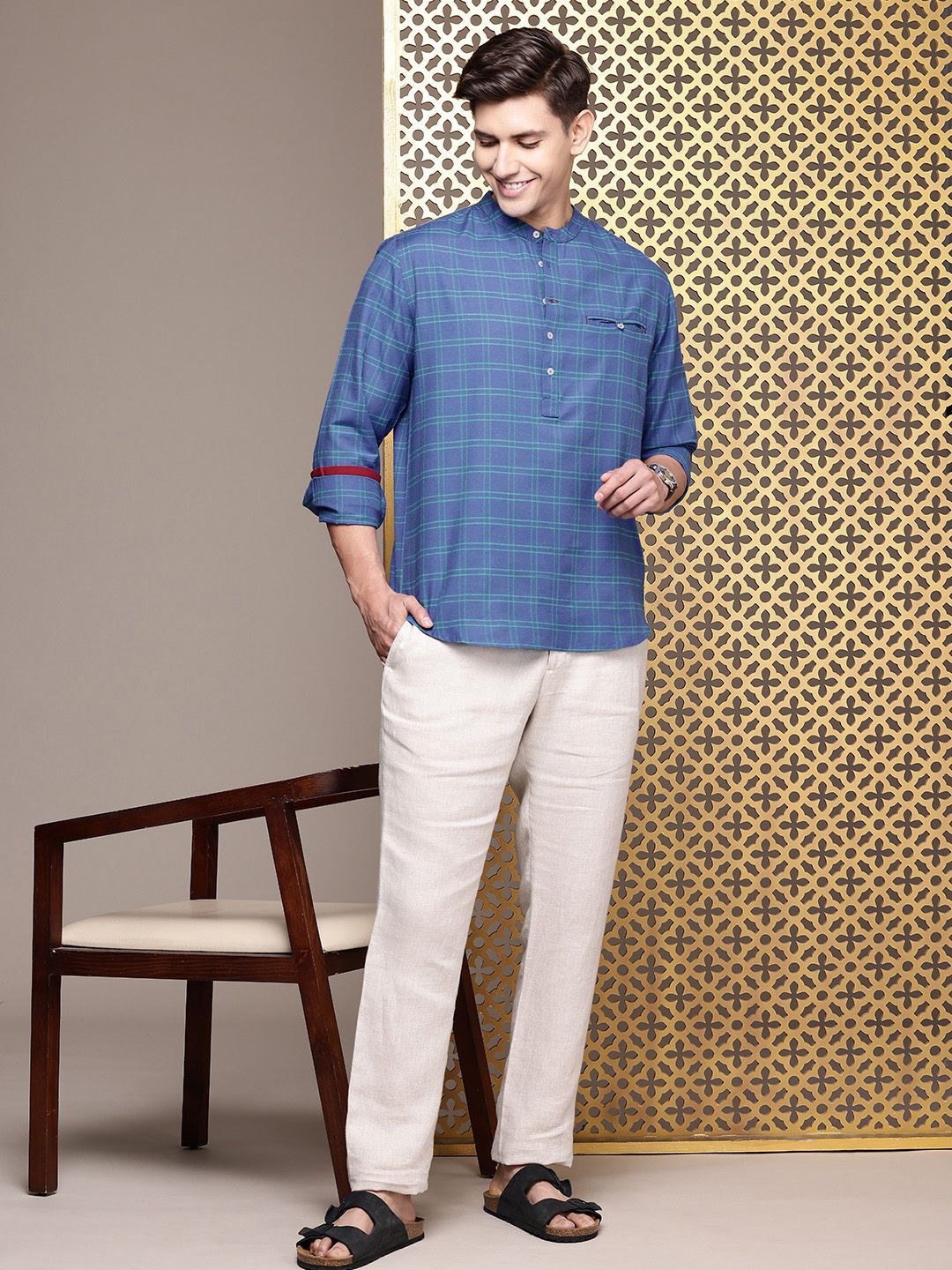 House of Pataudi Rozana Checked Kurta