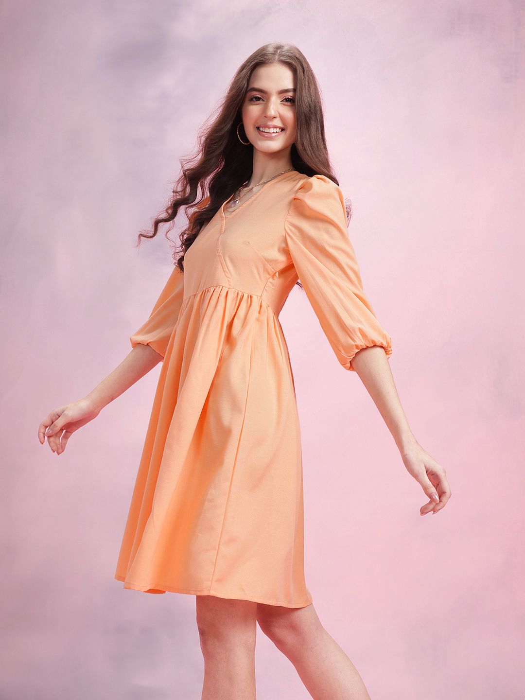 DressBerry Puff Sleeve A-Line Dress