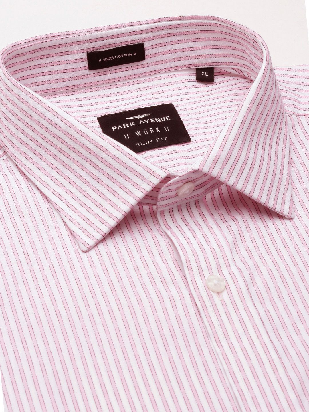 Park Avenue Pure Cotton Self Striped Slim Fit Formal Shirt