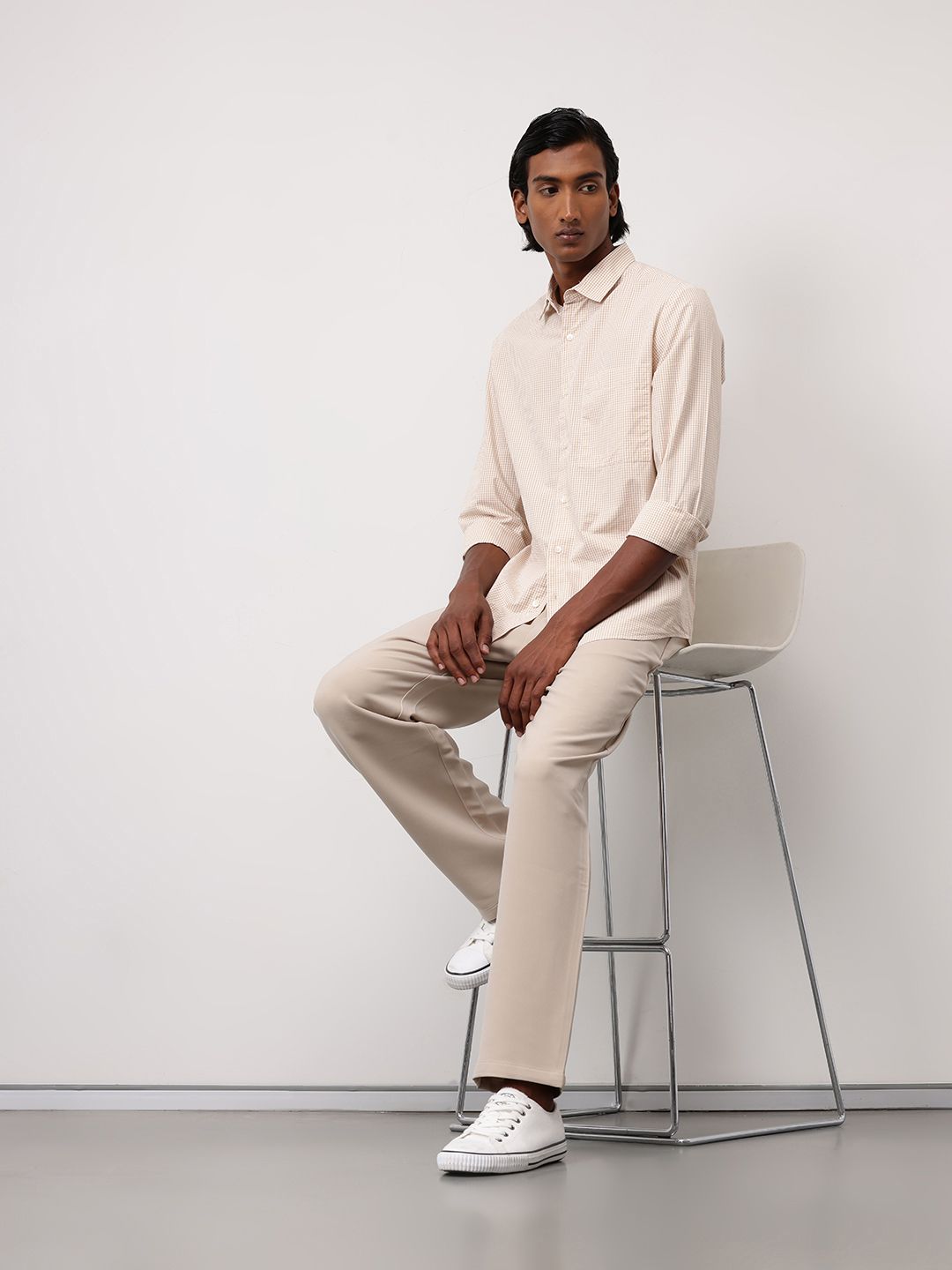 ether Classic Fit Gingham Checks Pure Cotton Shirt