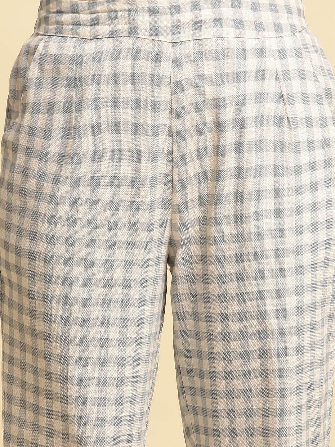 W Women Checked Straight Fit Ethnic Trousers