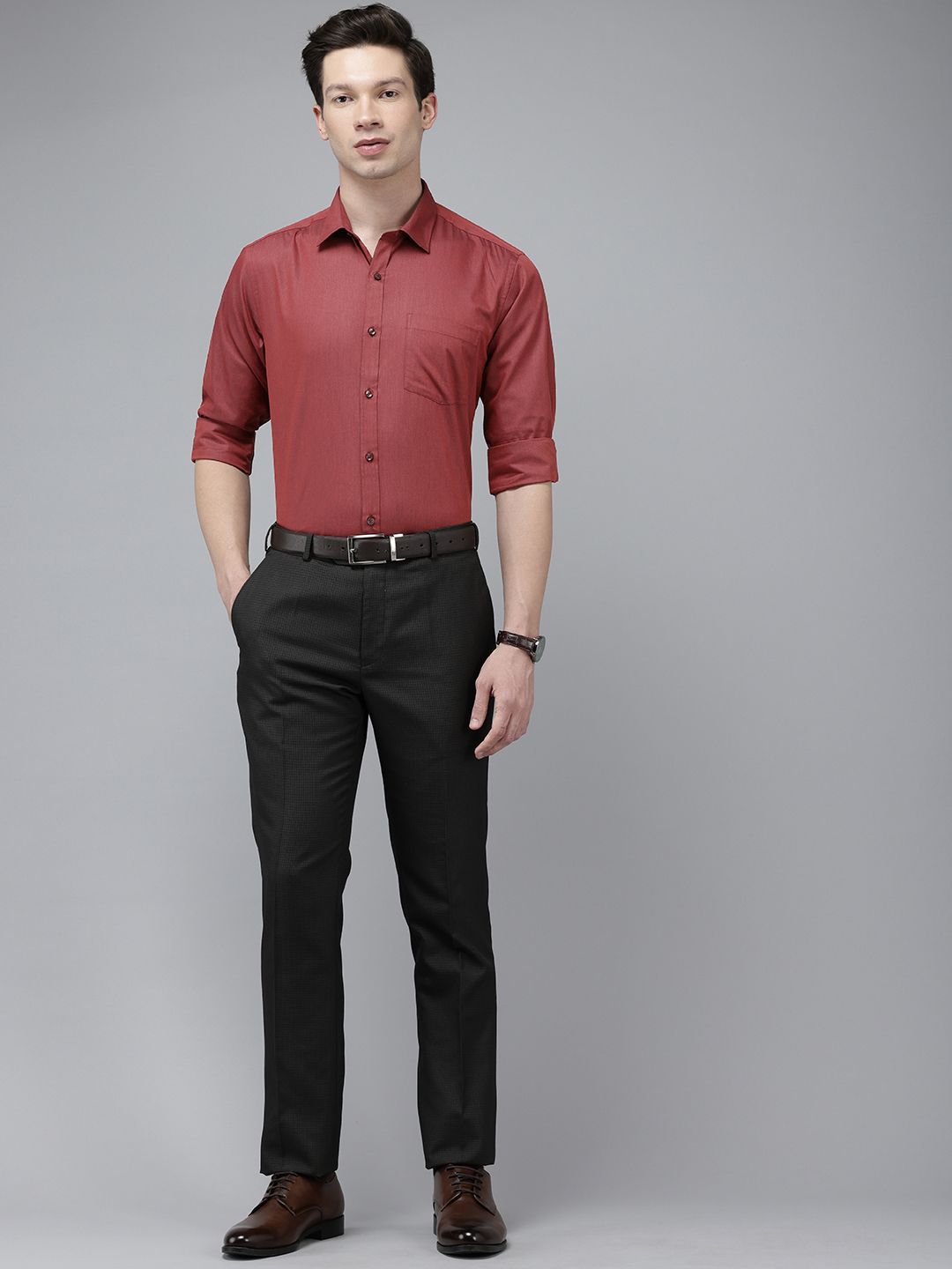 Park Avenue Self Design Slim Fit Textured Formal Shirt