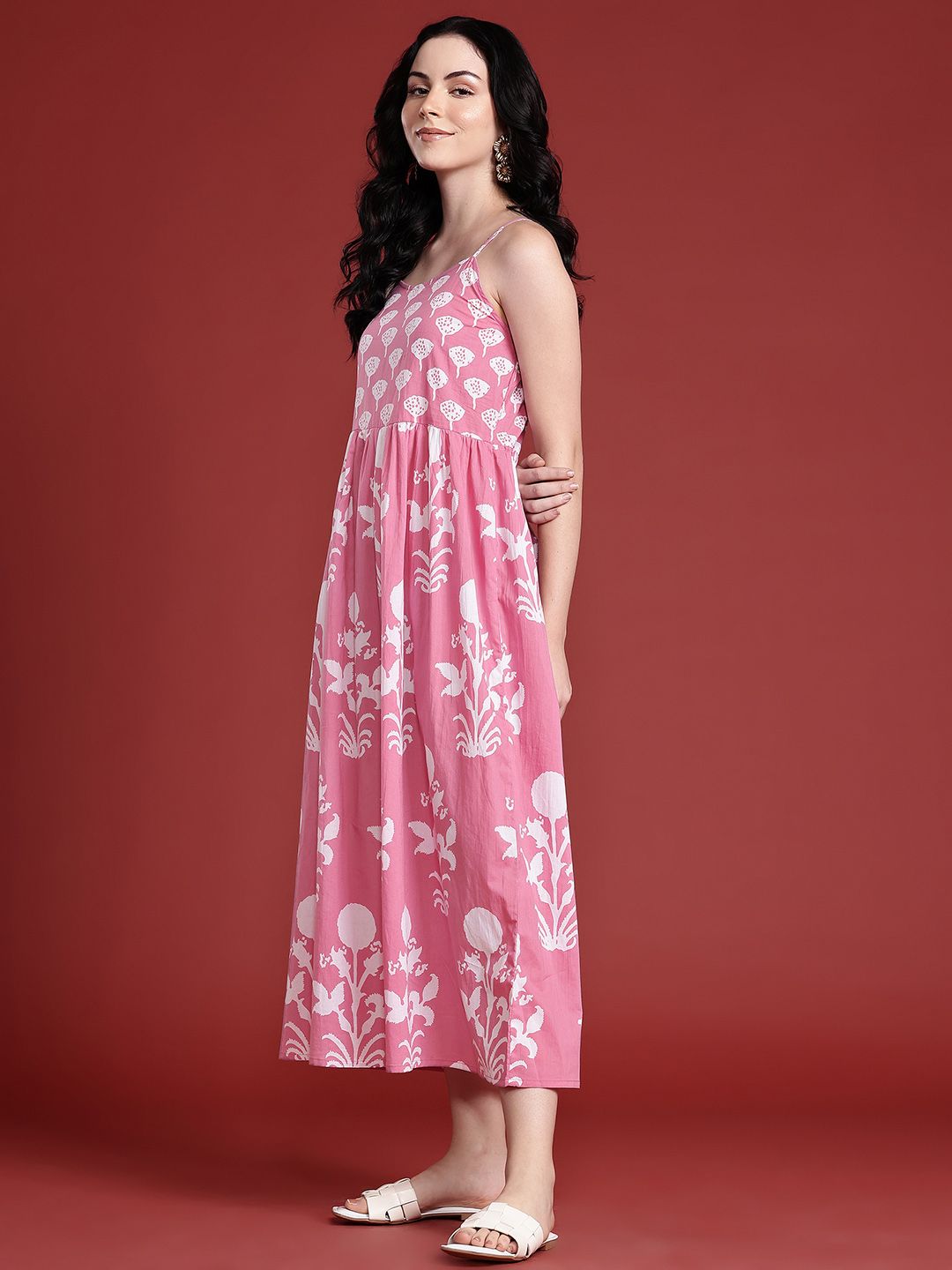 Anouk Floral Printed A-Line Ethnic Dress