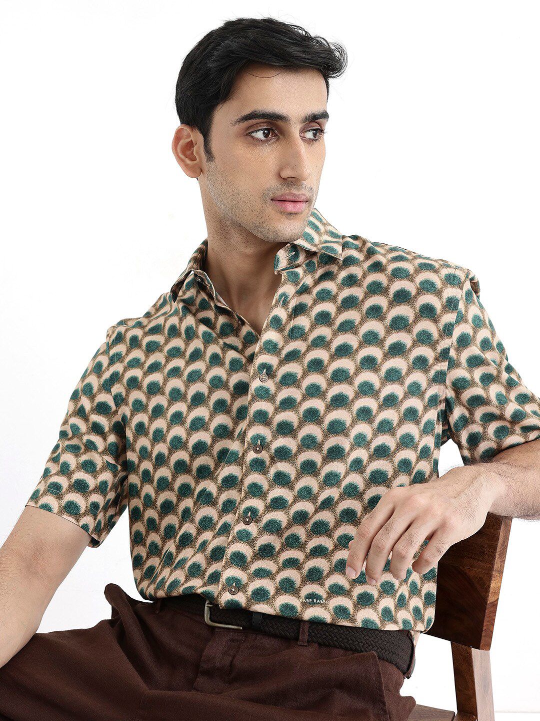 RARE RABBIT Men Printed Tokai Regular Fit Opaque Shirt