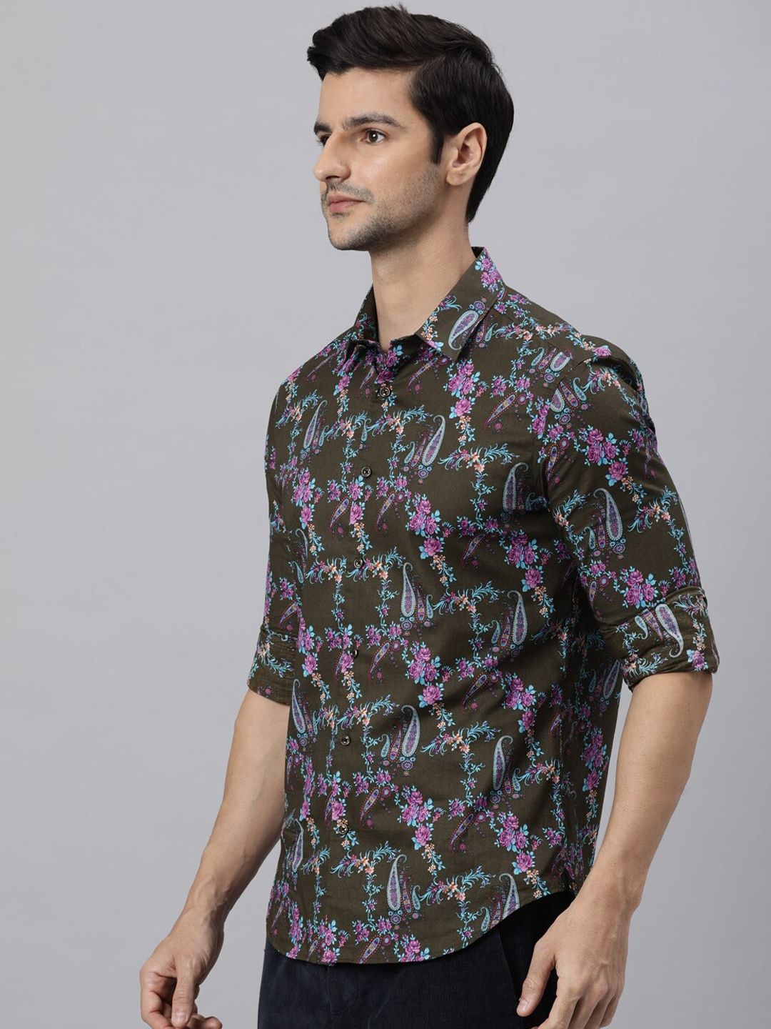 RARE RABBIT Men Davos Slim Fit Opaque Printed Shirt