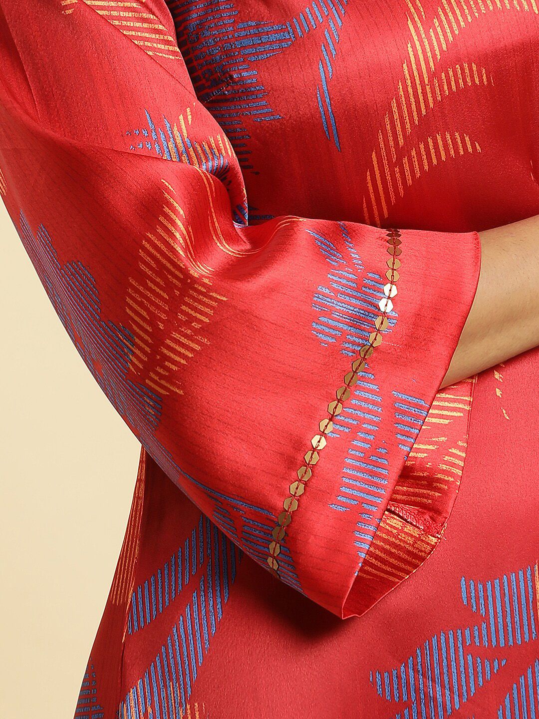 W Floral Printed Sequinned Detailed A-Line Kurta