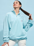 STREET 9 Blue Mock Collar Oversized Sweatshirt