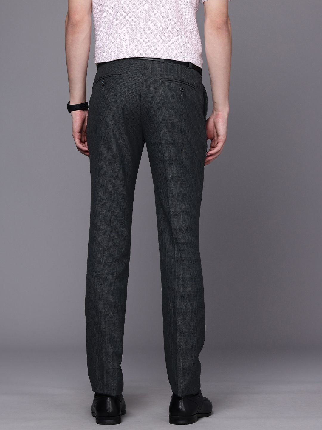 Raymond Men Textured Slim Fit Formal Trousers