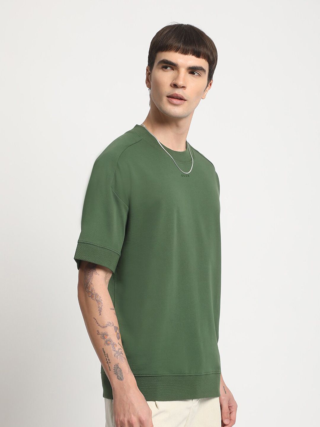 THE BEAR HOUSE Drop Sholuder Round Neck Loose Fit Cotton T-shirt