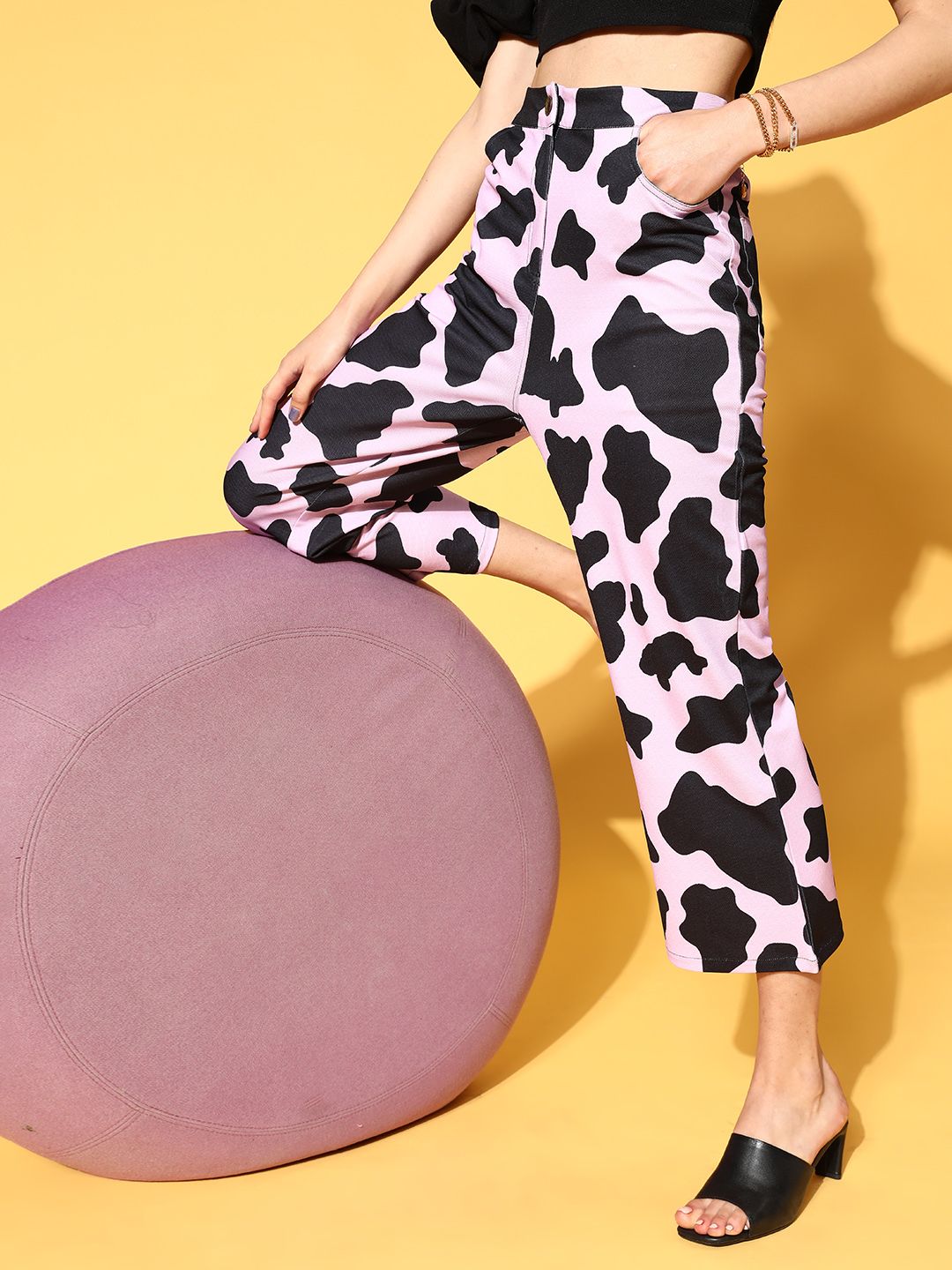 Athena Women Pretty Pink Animal Pastel Trousers