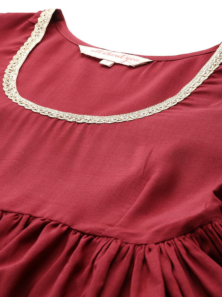 all about you Pleated Anarkali Kurta with Trousers & Dupatta