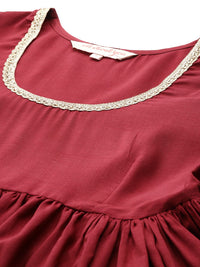 all about you Pleated Anarkali Kurta with Trousers & Dupatta