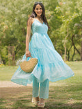Libas Floral Panelled Schiffli Thread Work Pure Cotton Kurta With Trouser