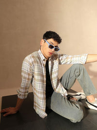 DENNISON Spread Collar Checked Casual Shirt