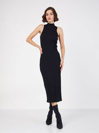 SASSAFRAS High Neck Sleeveless Midi Sheath Dress