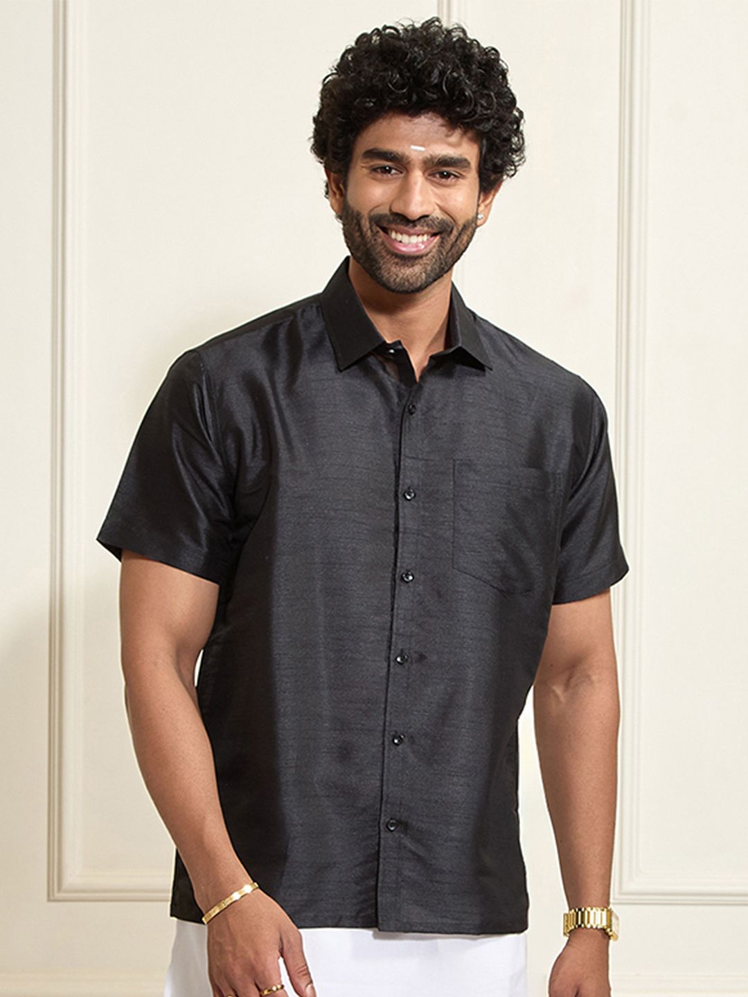 VASTRAMAY Premium Spread Collar Casual Shirt