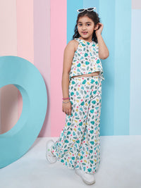 pspeaches Girls Floral Printed Crop Top With Trousers