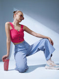 STREET 9 Shoulder Straps Schiffli Crop Top