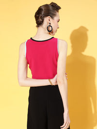 Athena Women Bright Fuchsia Solid Bra Top and Vest