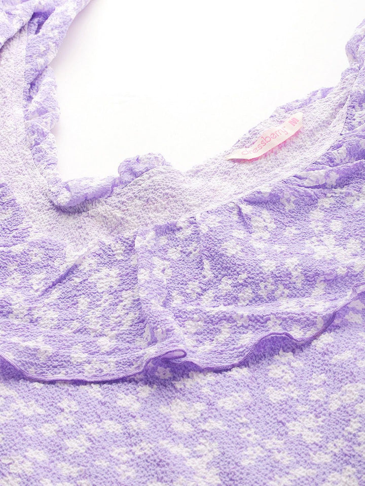 DressBerry Floral Print Puff Sleeve Fit & Flare Dress