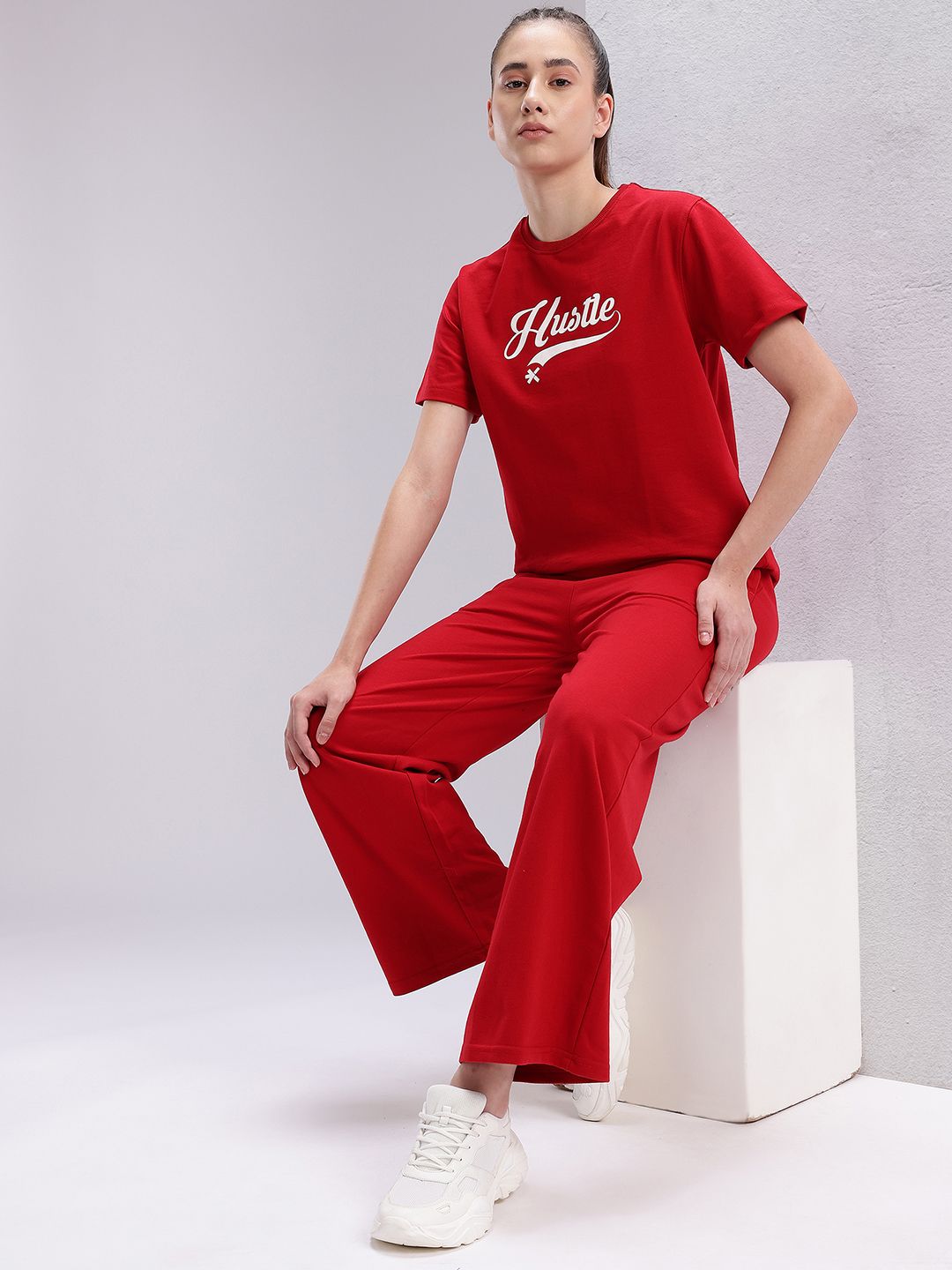 HRX by Hrithik Roshan  Typography Printed T-shirt With Trackpants