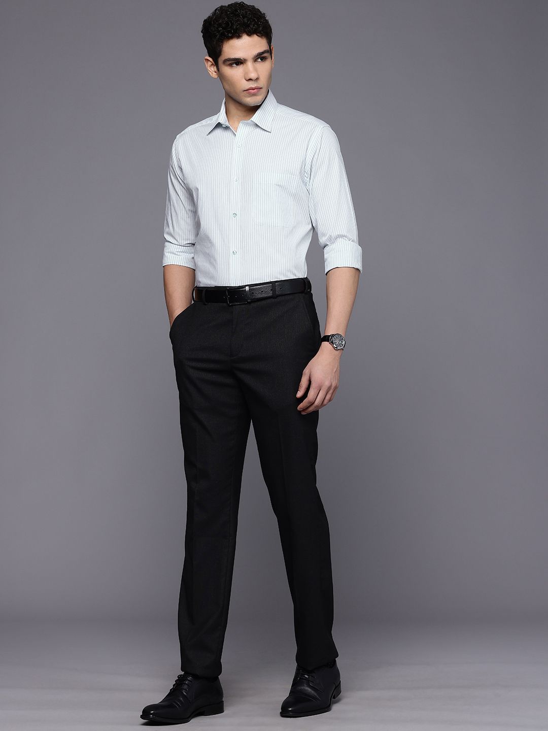 Raymond Slim Fit Striped Pure Cotton Formal Shirt