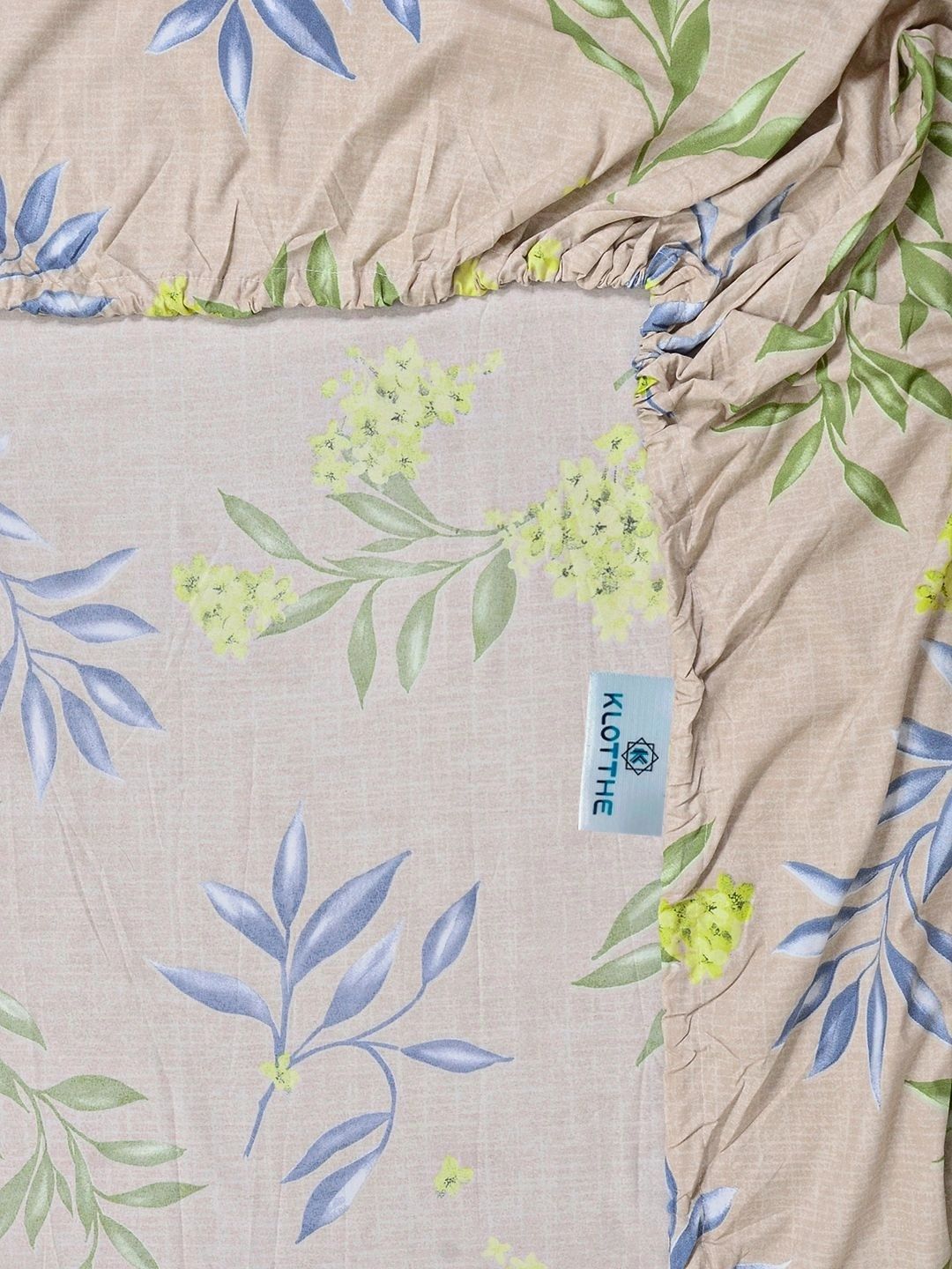 Moda Rapido X KLOTTHE Beige & Green Floral 300 TC Cadar Katil Single dengan 1 Sarung Bantal
