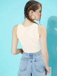 DressBerry Misty White Print Cotton Hollaback Neck It Is Crop Tank Top