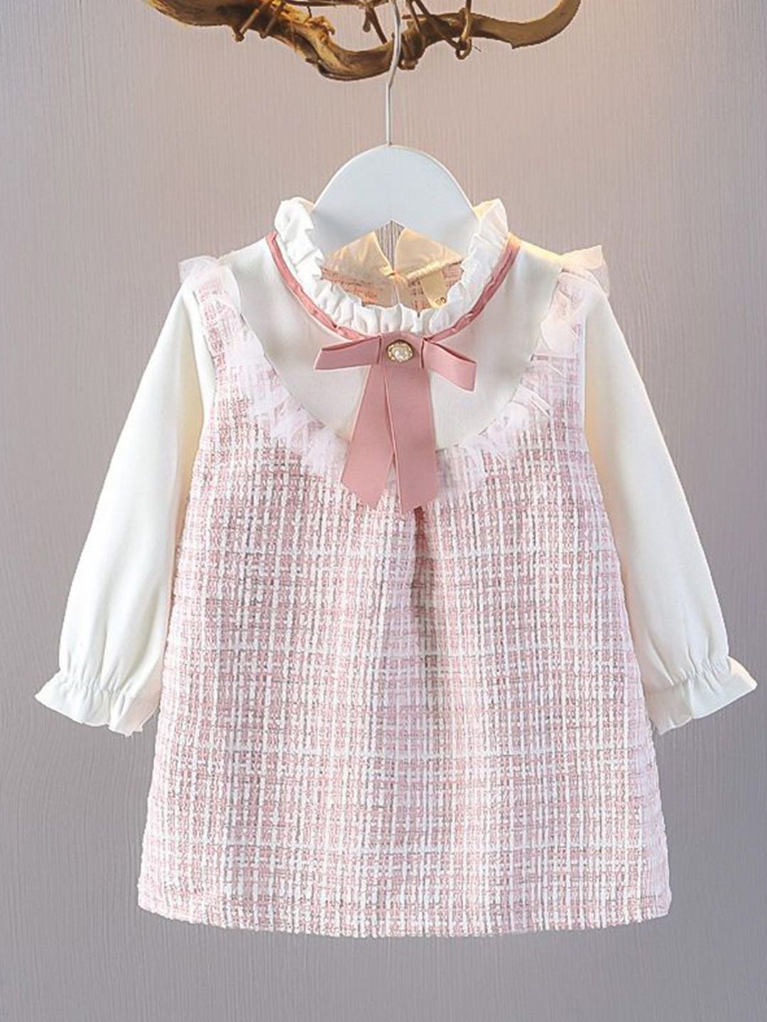 YK Girls Self Design A-Line Dress