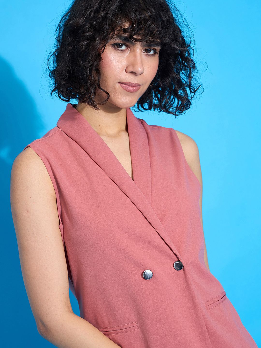 SASSAFRAS worklyf Double-Breast Sleeveless Formal Blazer