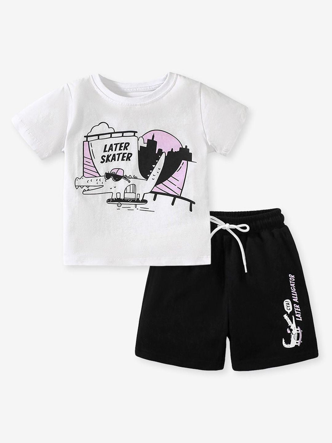 YK Boys Printed Round Neck Short Sleeves T-Shirt & Shorts