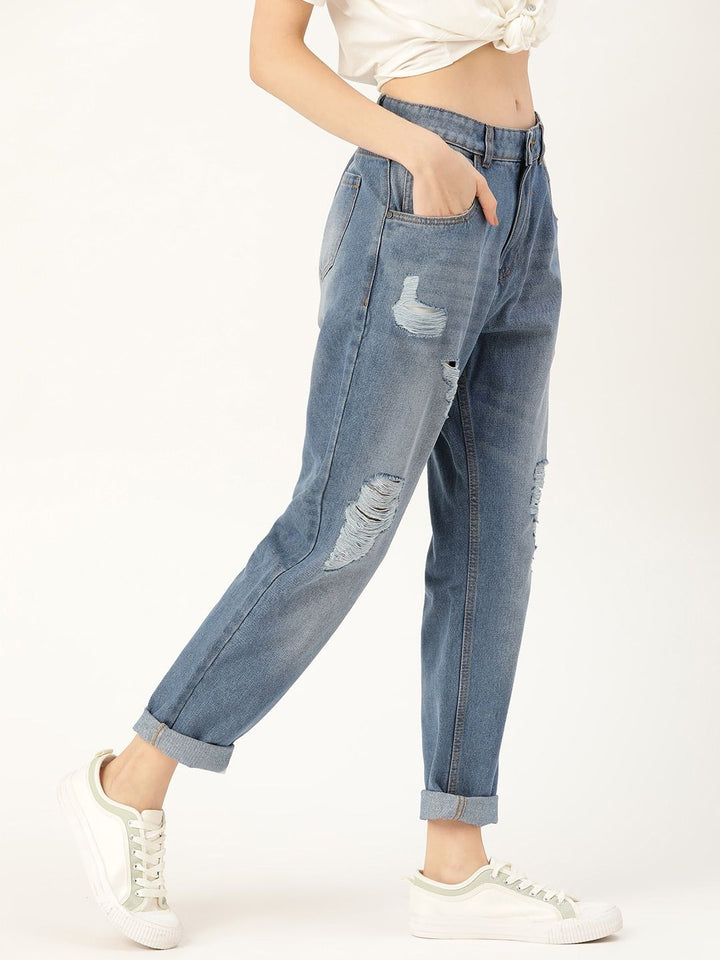 DressBerry Women Blue Skinny Fit Mid-Rise Mildly Distressed Stretchable Jeans